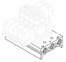 SMC  SY3000·5000·7000 系列 5通电磁阀 直接配管型集装式 整块型底板/各自配线 集装式型号 20型