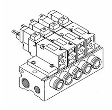 SMC  VQZ100·200·300 系列 3通电磁阀 底板配管型 集装式型号 插头式组件 VV3QZ15-20C6C